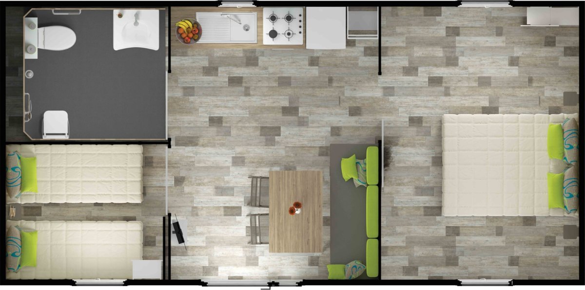 Mobil-home Premium PMR 2 chambres  4 personnes | Camping*** La Chênaie location de mobil homes La Palmyre